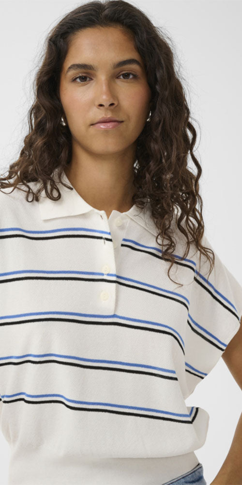 Soaked Dolman Sleeve Polo Knit, stripes