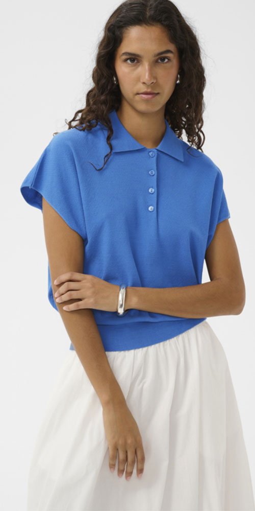 Soaked Dolman Sleeve Polo Knit, blue