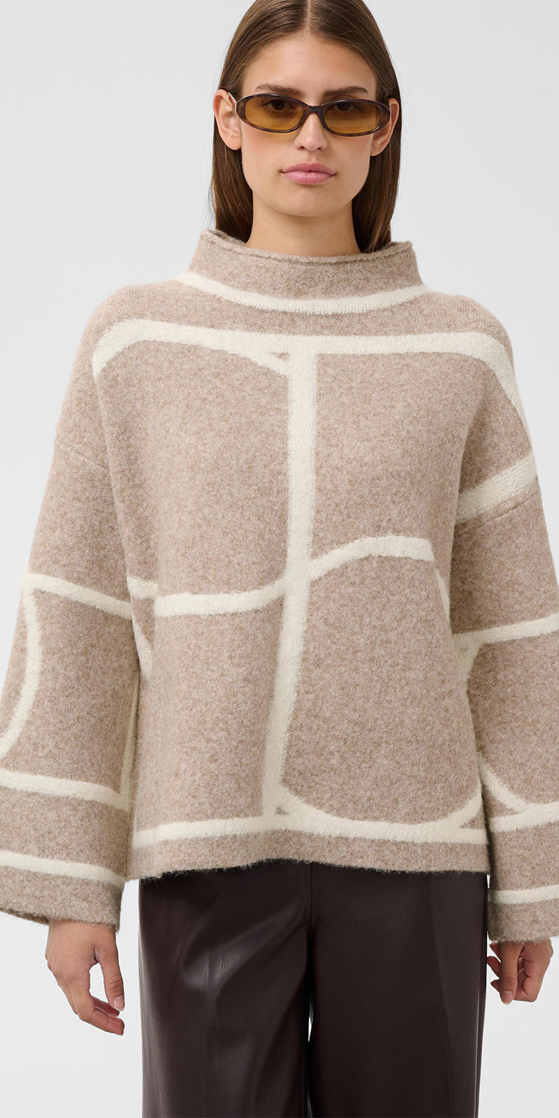 Soaked Bold Monogram Sweater, oatmeal/white