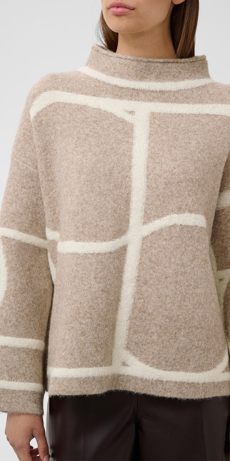 Soaked Bold Monogram Sweater, oatmeal/white
