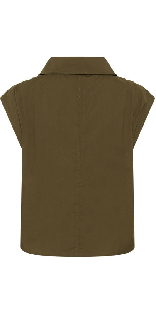 Soaked Cotton Shell Top, olive green