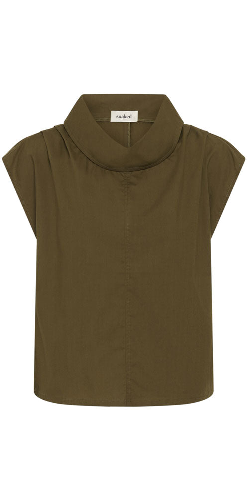 Soaked Cotton Shell Top, olive green
