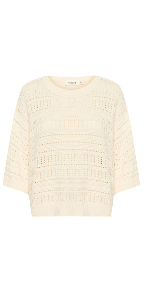 Soaked in Luxury Open Knit Pullover, cream