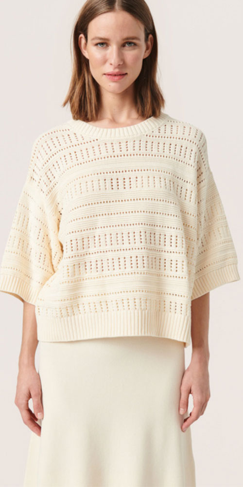 Soaked in Luxury Open Knit Pullover, cream