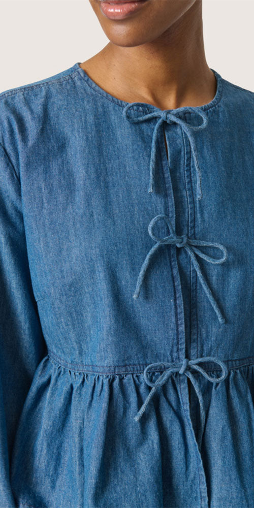Soaked Tie Front Denim Jacket