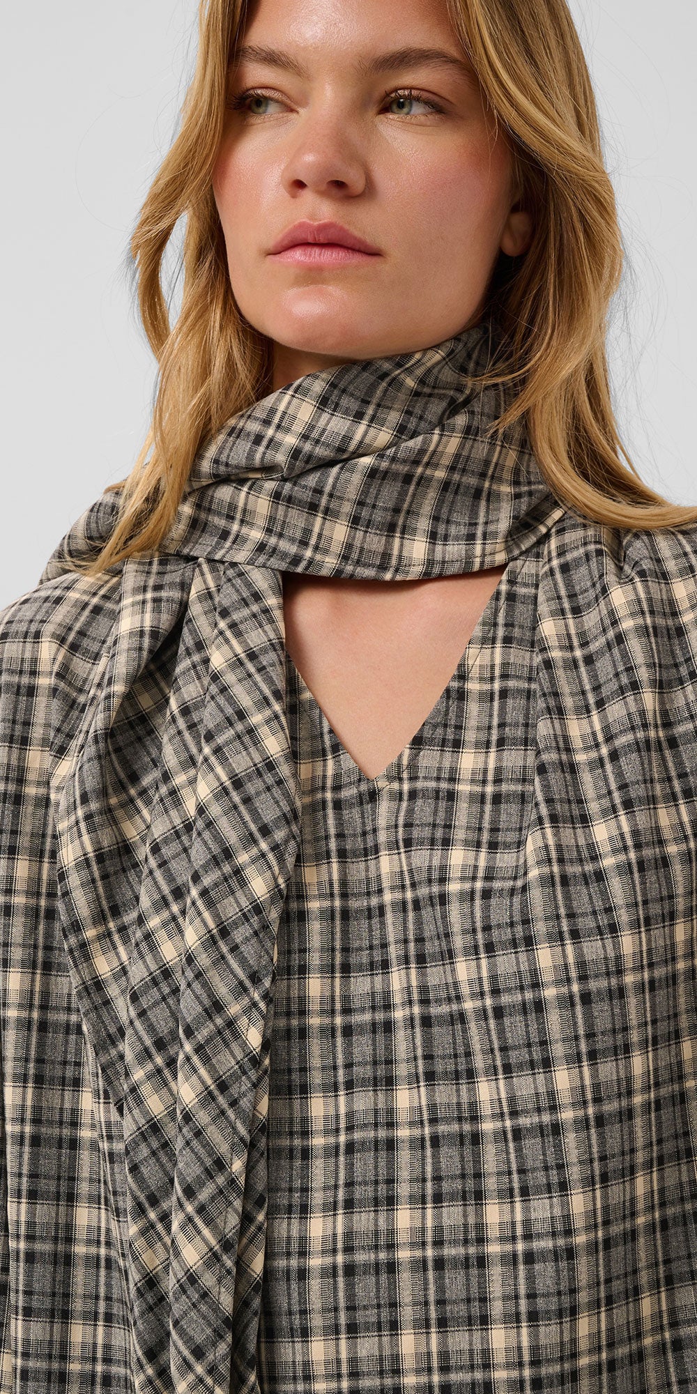 Soaked 2-in-1 Plaid Scarf Blouse
