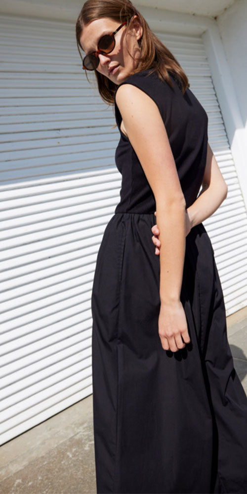 Soaked Rib Poplin Dress, black