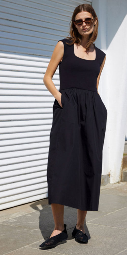 Soaked Rib Poplin Dress, black