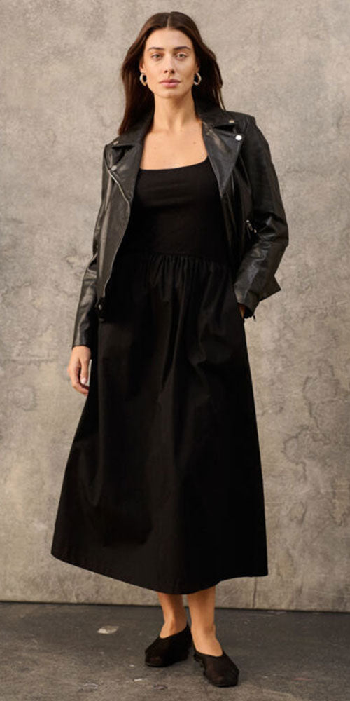 Soaked Rib Poplin Dress, black