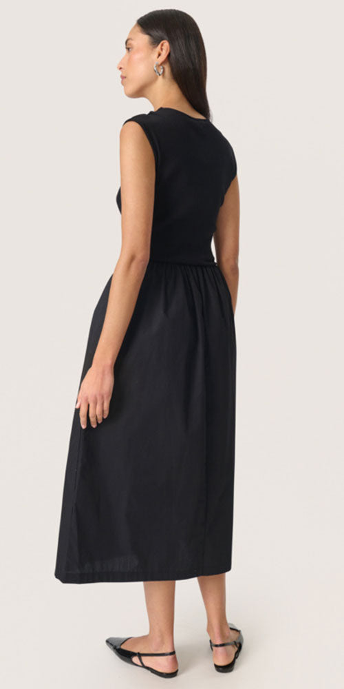 Soaked Rib Poplin Dress, black