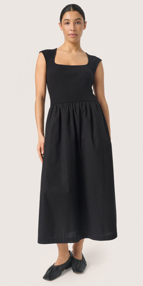 Soaked Rib Poplin Dress, black