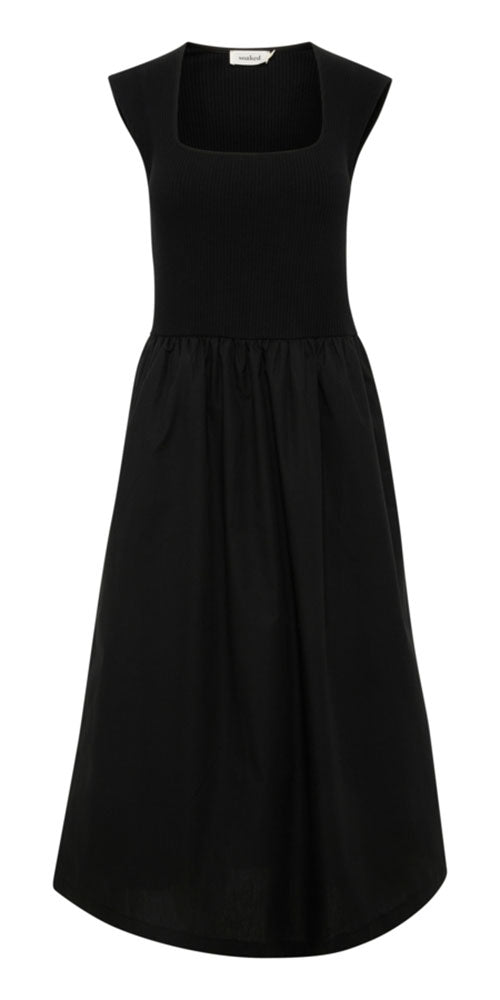 Soaked Rib Poplin Dress, black