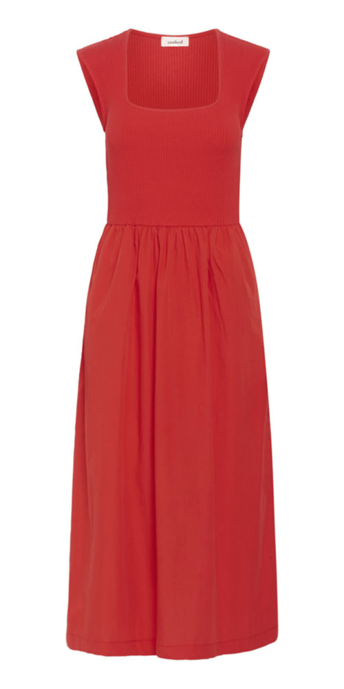 Soaked Rib Poplin Dress, red