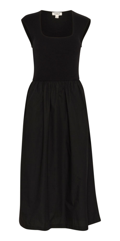 Soaked Rib Poplin Dress, black