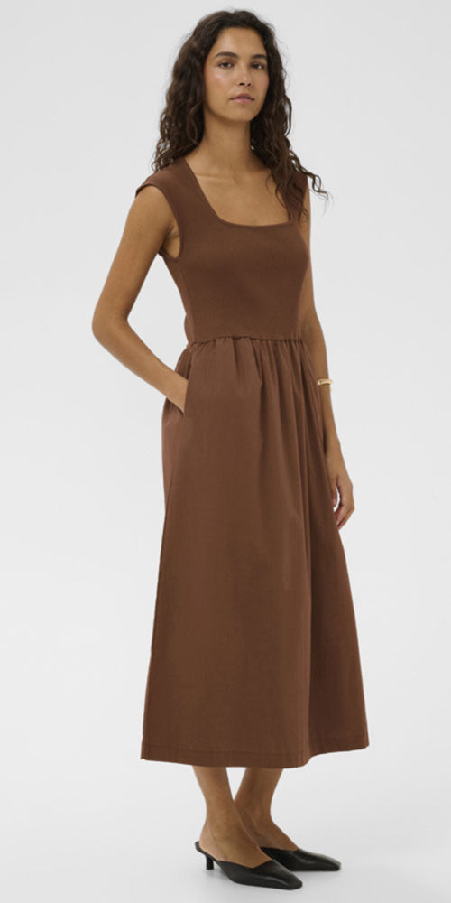 Soaked Rib Poplin Dress, cappuccino