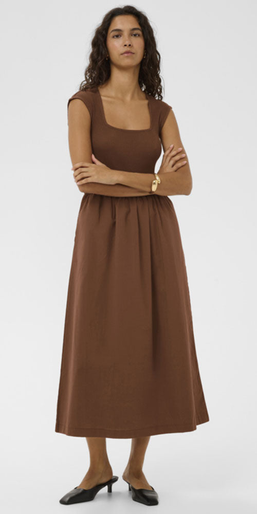 Soaked Rib Poplin Dress, cappuccino