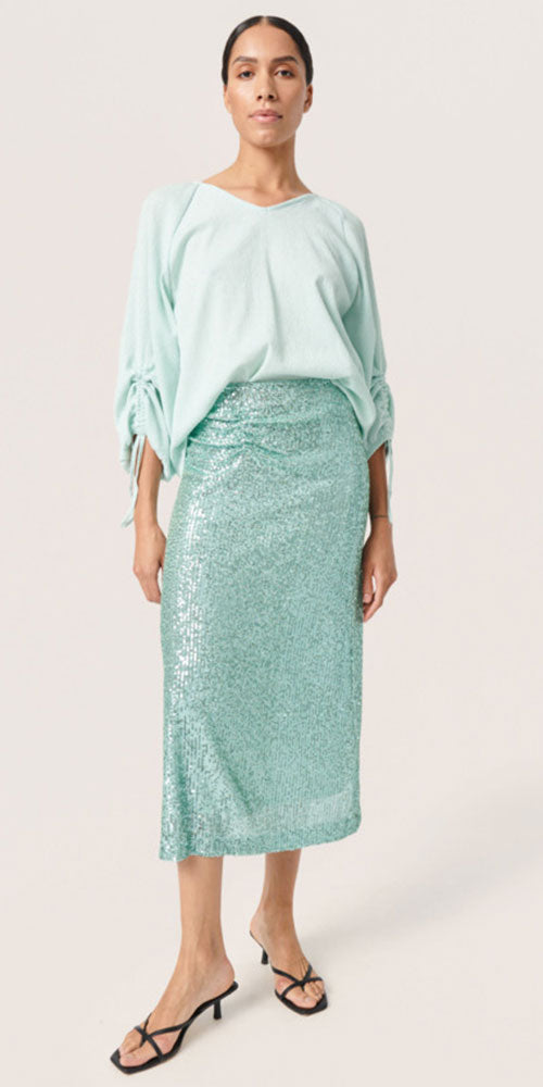 Soaked in Luxury Sequin Midi Skirt, pale aqua