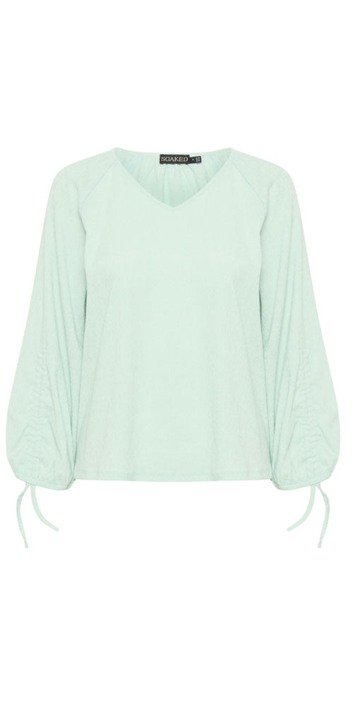 Soaked in Luxury Ruche Sleeve Blouse, pale aqua