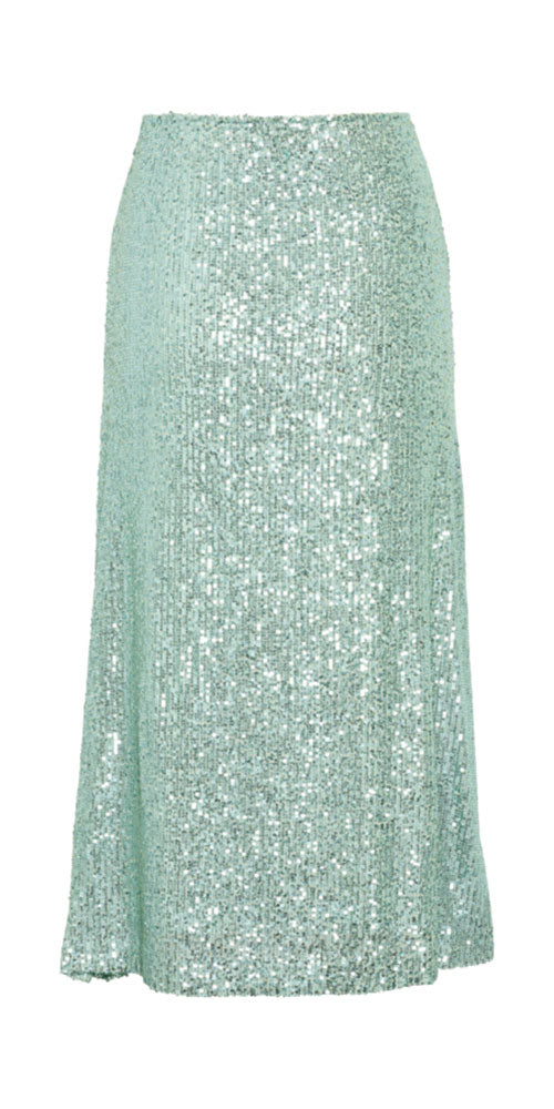 Soaked in Luxury Sequin Midi Skirt pale aqua