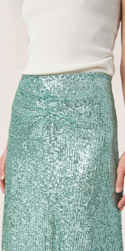 Soaked in Luxury Sequin Midi Skirt, pale aqua