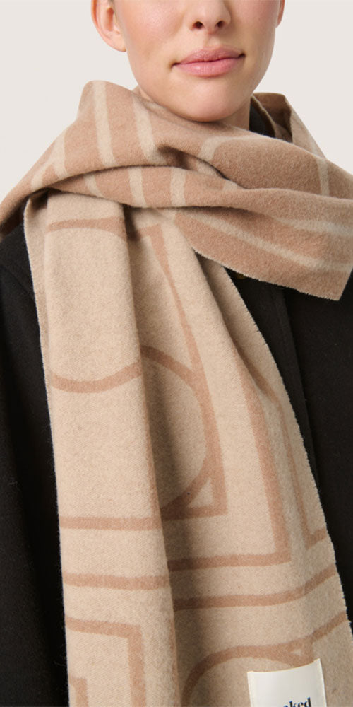 Soaked Wool Monogram Scarf
