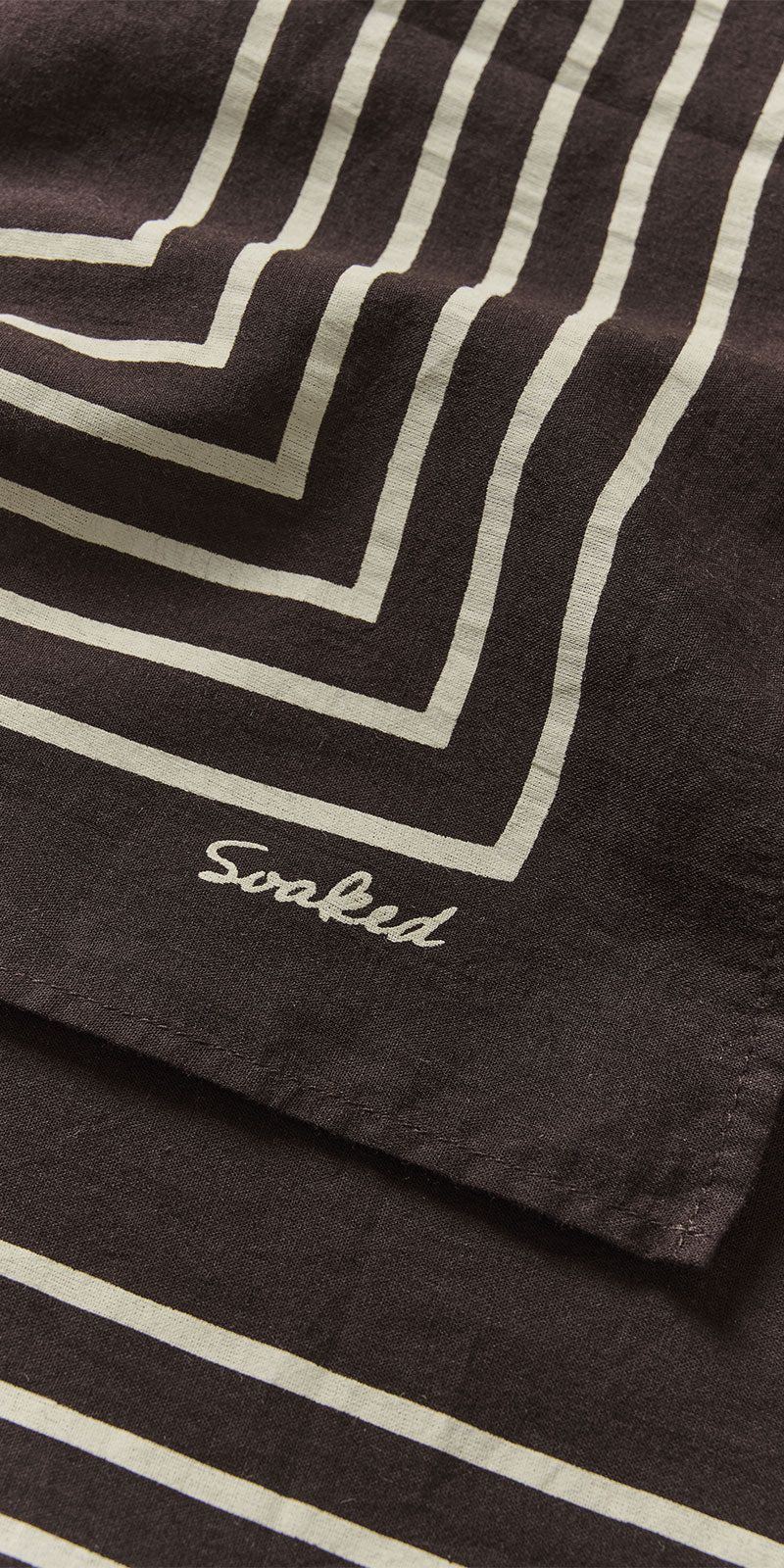 Soaked Geometric Cotton Scarf, brown/off-white