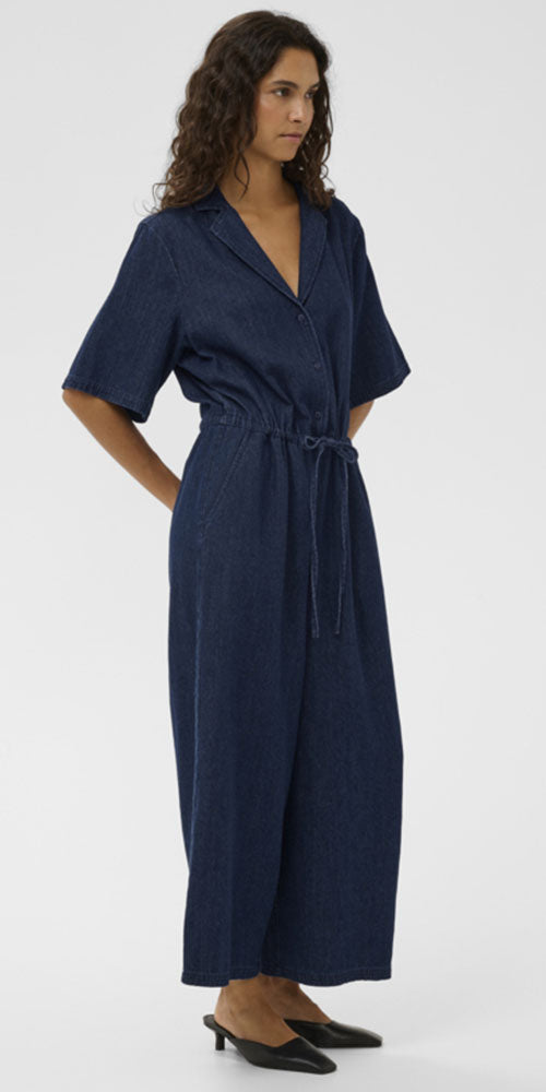 Soaked Cotton/Linen Jumpsuit, dark navy