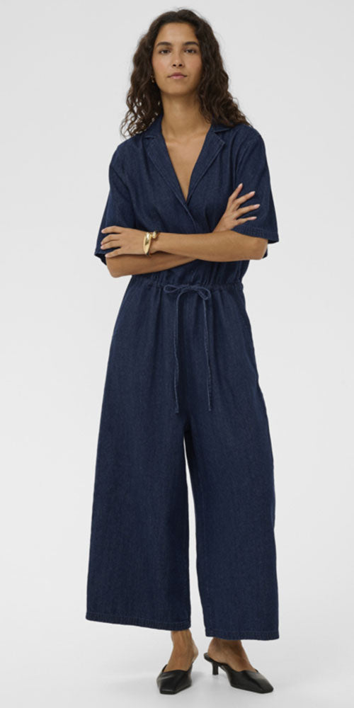 Soaked Cotton/Linen Jumpsuit, dark navy