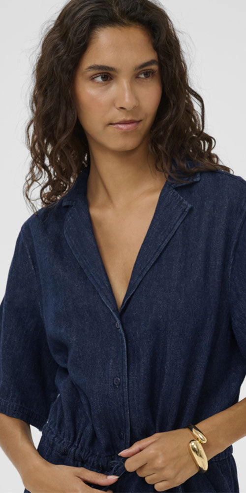 Soaked Cotton/Linen Jumpsuit, dark navy