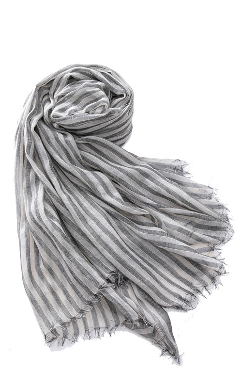 Striped Summer Scarf, grey