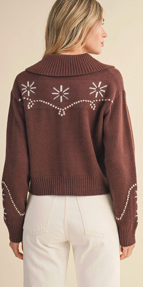 Western Style Cardy, brown/cream