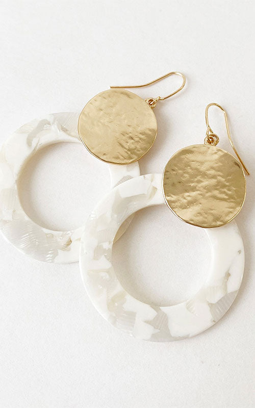 White Resin Hoop Earrings