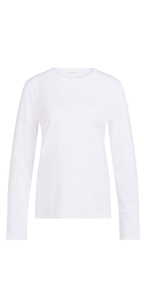 Yaya Cuffed Long Sleeve Top, white