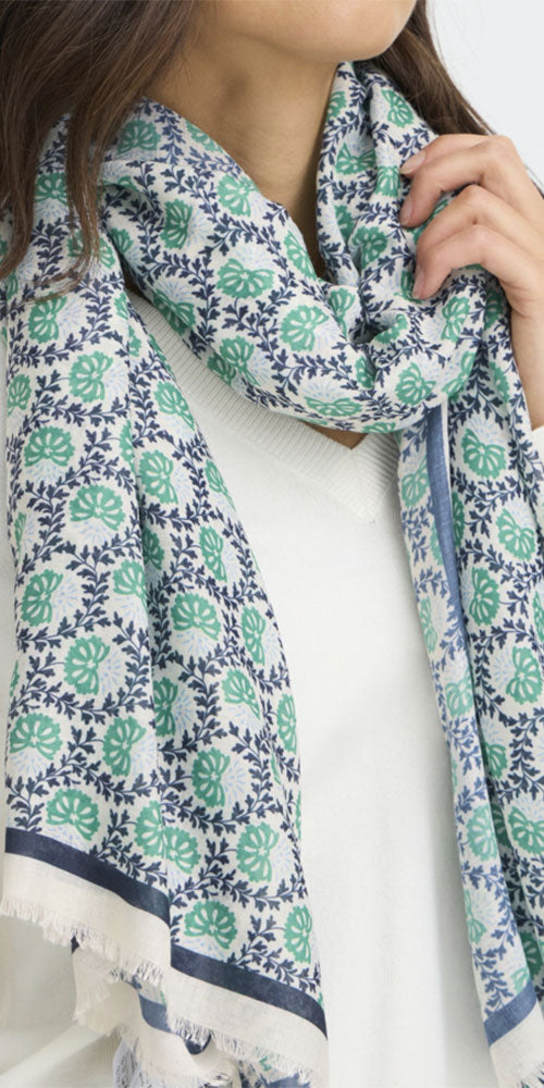 Fransa Small Fan Print Scarf