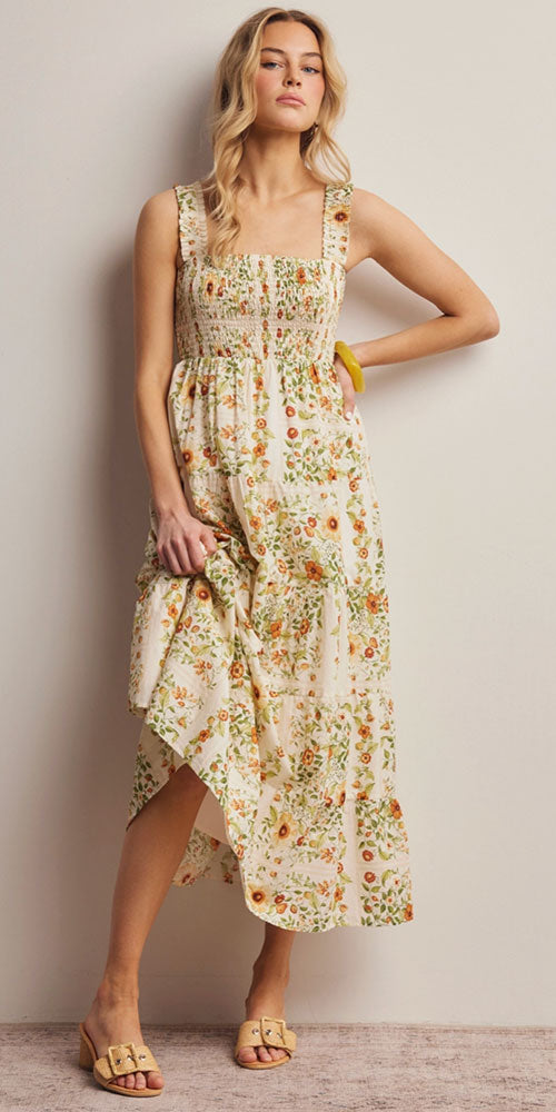 Floral Smocked Tiered Dress