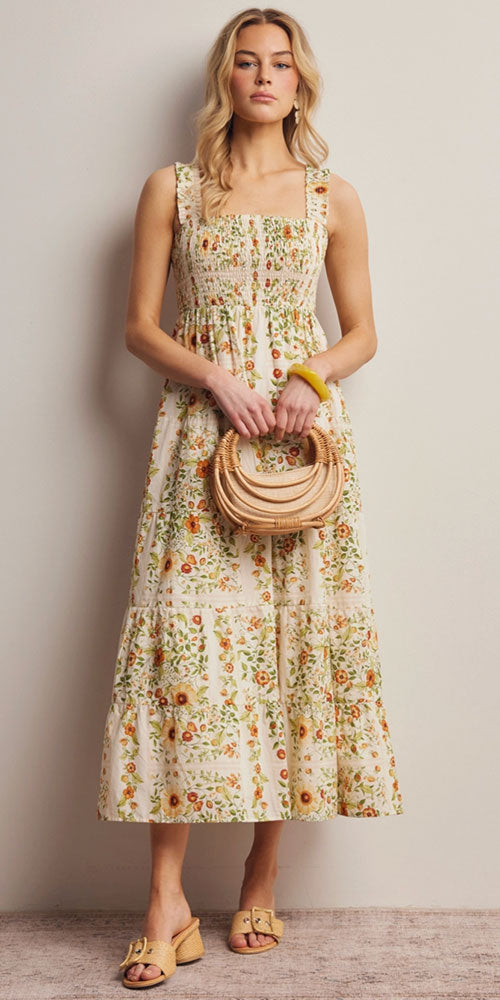 Floral Smocked Tiered Dress