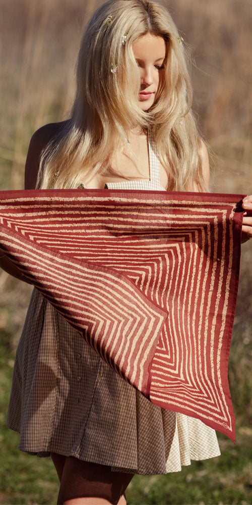 Solstice Bandana, burgundy maze