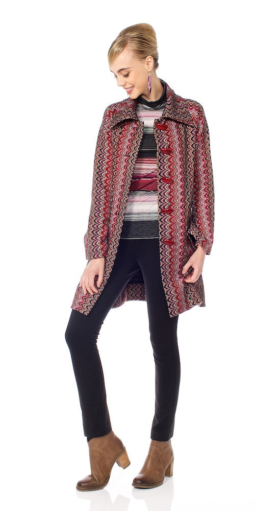 Bond 2 Turtleneck, magenta micro stripe
