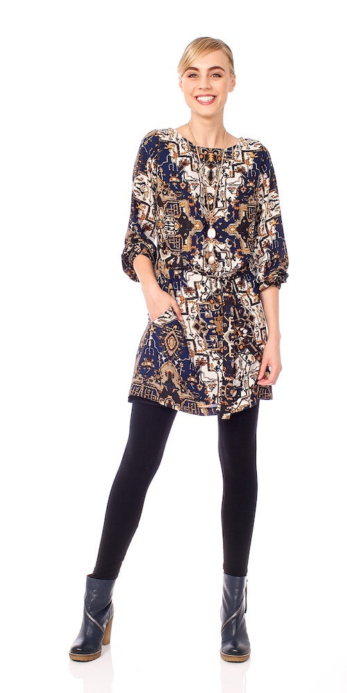 Elke Medallion Tunic, navy