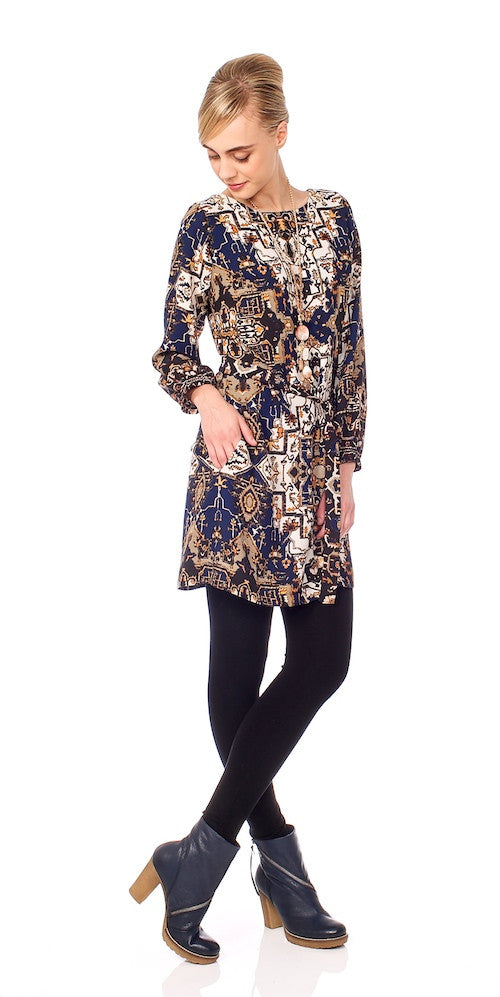 Elke Medallion Tunic, navy