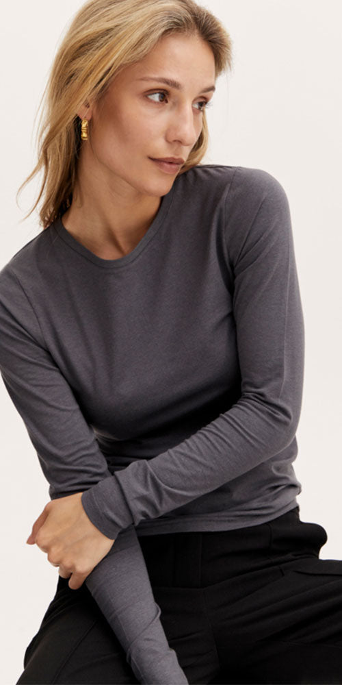 B.Young Long Sleeved Top, dark grey