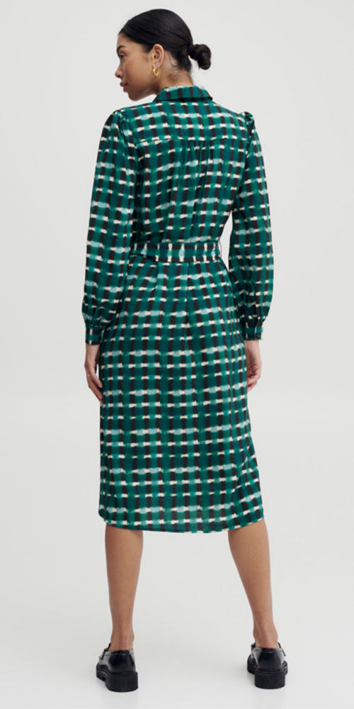 B.Young Ikat Check Shirt Dress