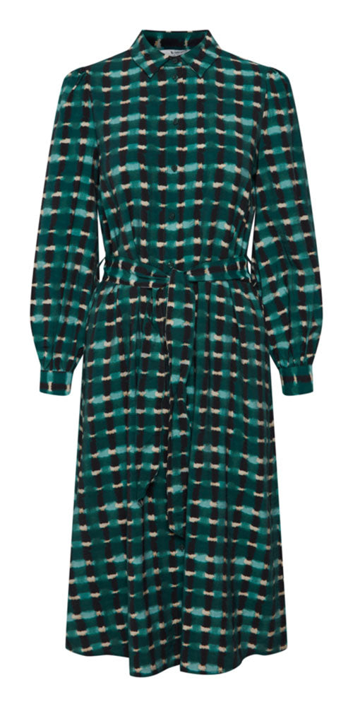 B.Young Ikat Check Shirt Dress