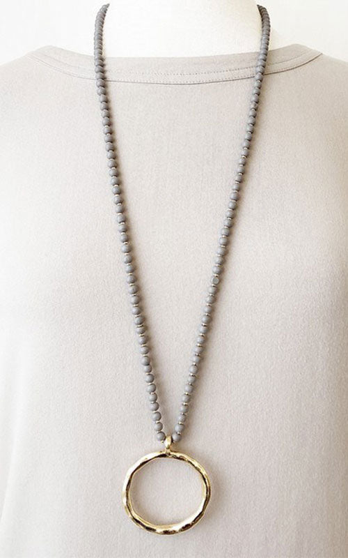 Beaded Hoop Necklace, gold