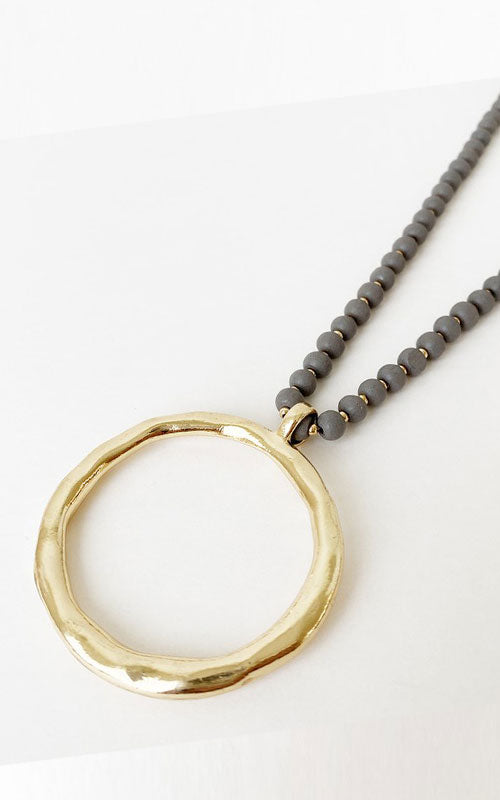 Beaded Hoop Necklace, gold