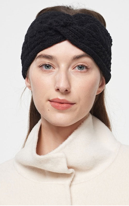 Chunky Cableknit Headband, black