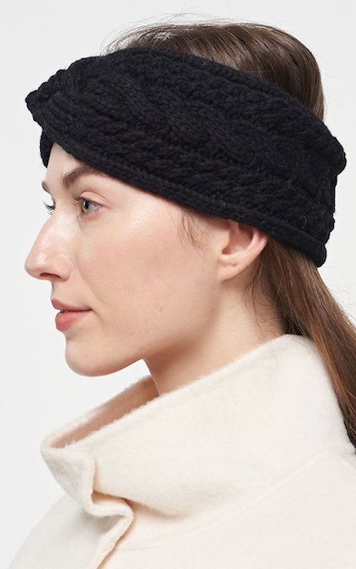 Chunky Cableknit Headband, black