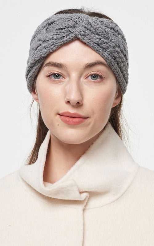 Chunky Cableknit Headband, grey