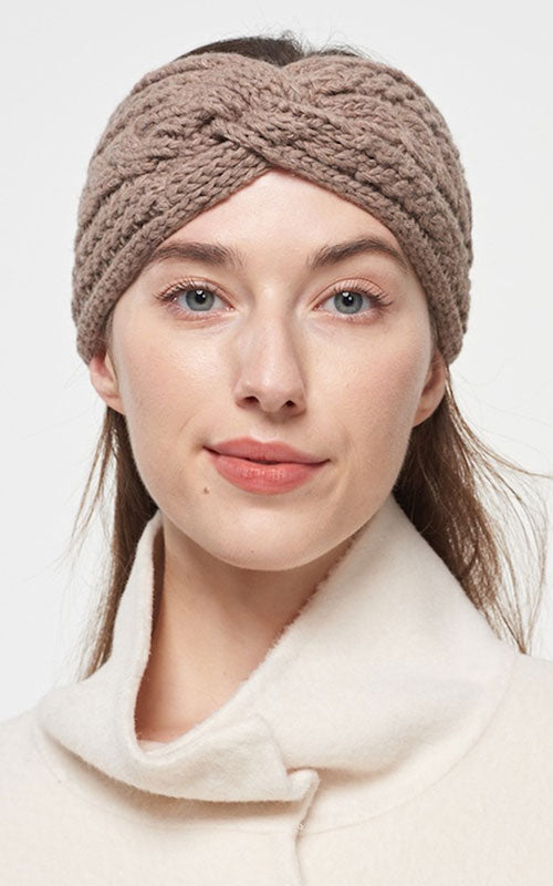 Chunky Cableknit Headband, taupe