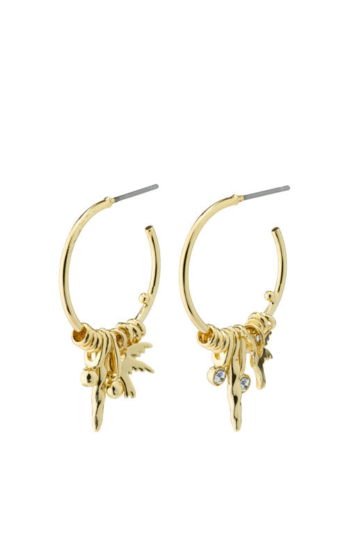 Pilgrim Freedom Pendant Hoop Earrings, gold